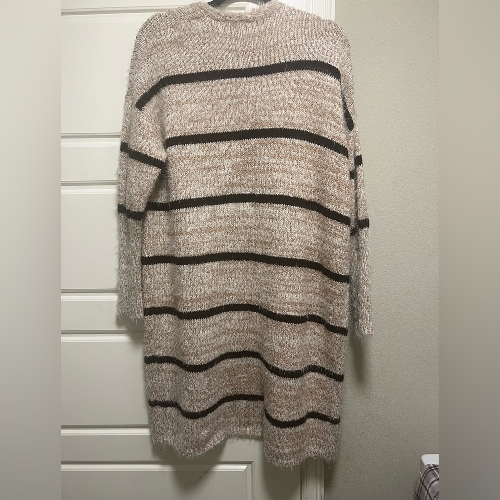 Onetheland Stripe Furry Fuzzy Open Front Cardigan… - image 5